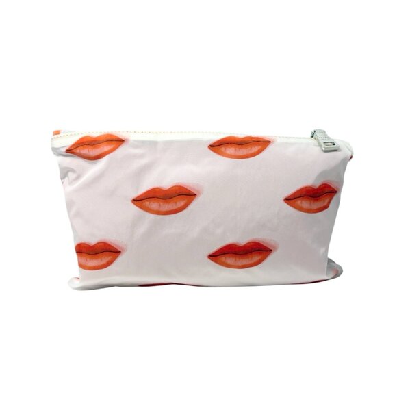 PRADA Vintage Triangle Logo Lip Print Shopping Tote Bag Pouch White Red [106202] - Picture 12 of 16